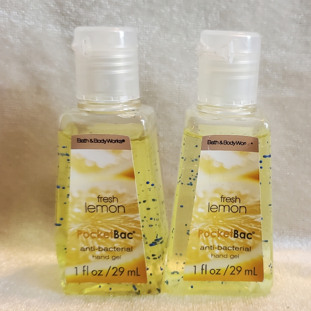 2 Bath & Body Works Fresh Lemon PocketBac Hand Gel Anti-Bact…